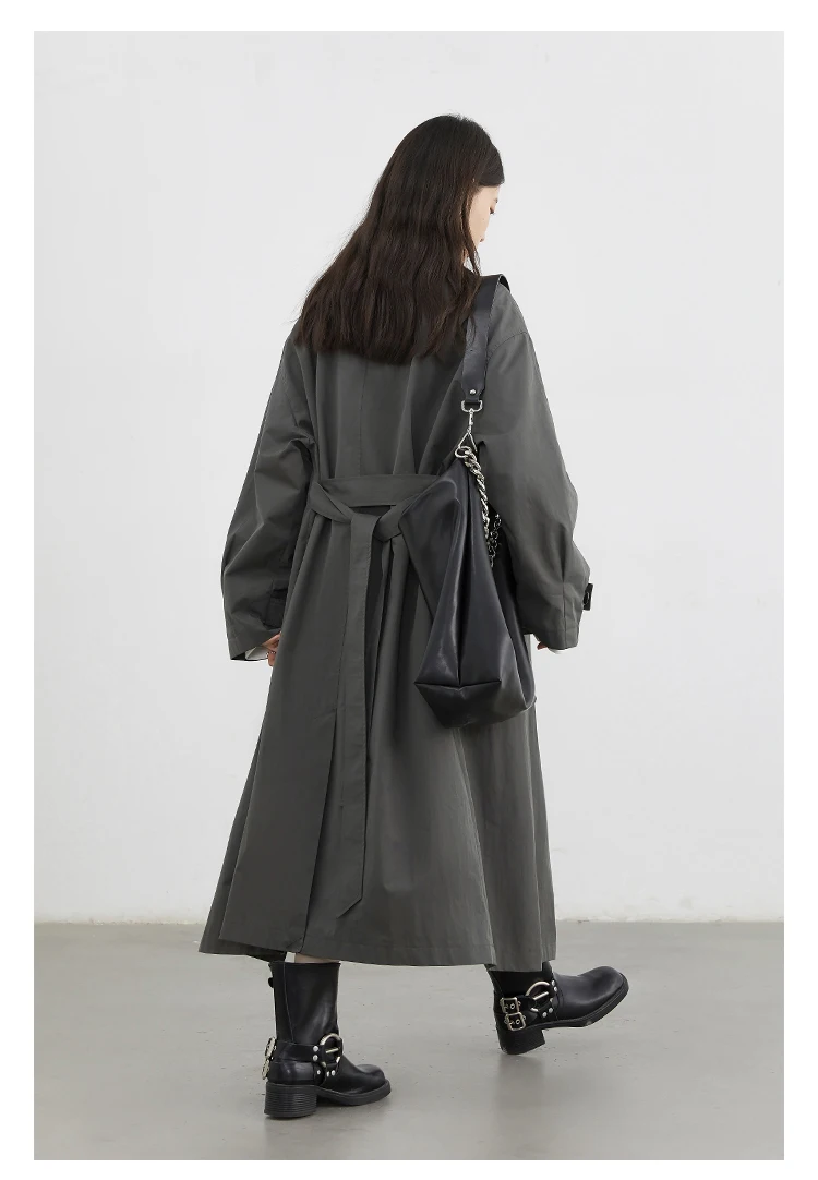 CHIC VEN Fashion Women Long Trench Coat Solid Belt Loose Casual Windbreaker Double-breasted Female Overcoat Spring Autumn 2025