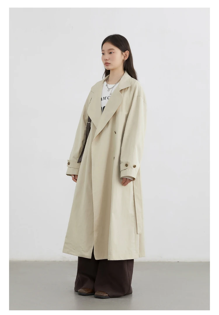 CHIC VEN Fashion Women Long Trench Coat Solid Belt Loose Casual Windbreaker Double-breasted Female Overcoat Spring Autumn 2025