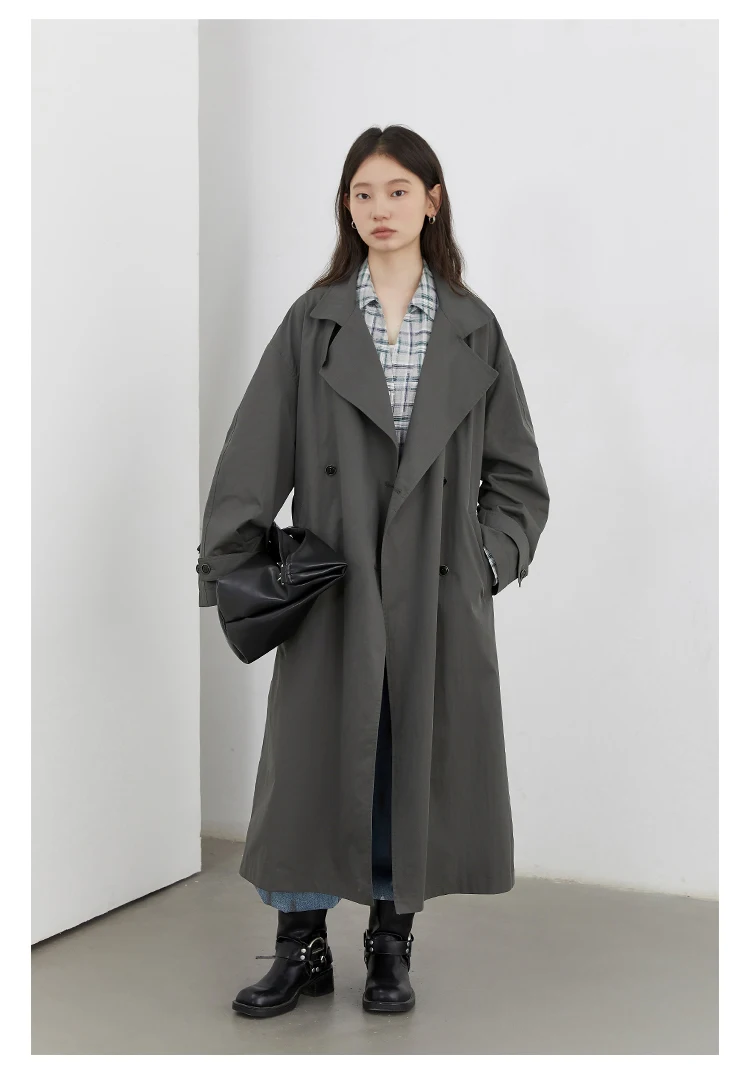 CHIC VEN Fashion Women Long Trench Coat Solid Belt Loose Casual Windbreaker Double-breasted Female Overcoat Spring Autumn 2025