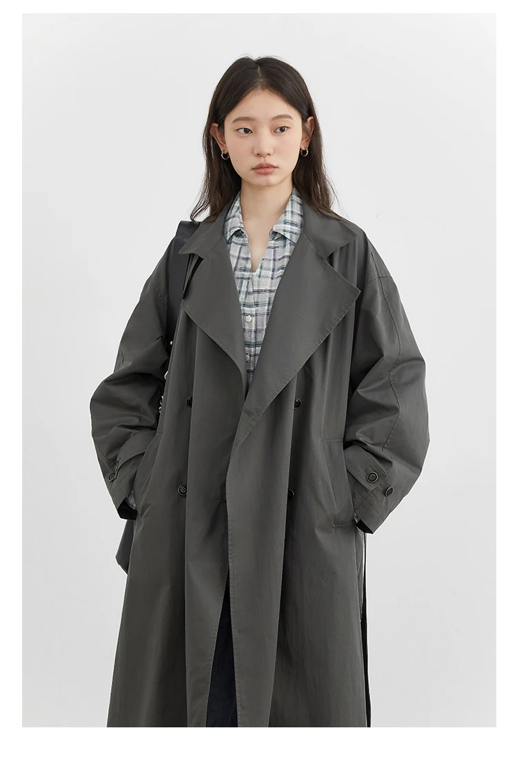 CHIC VEN Fashion Women Long Trench Coat Solid Belt Loose Casual Windbreaker Double-breasted Female Overcoat Spring Autumn 2025