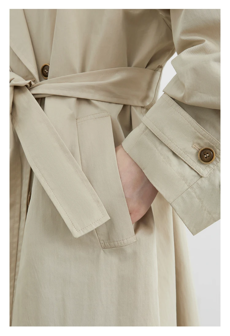 CHIC VEN Fashion Women Long Trench Coat Solid Belt Loose Casual Windbreaker Double-breasted Female Overcoat Spring Autumn 2025