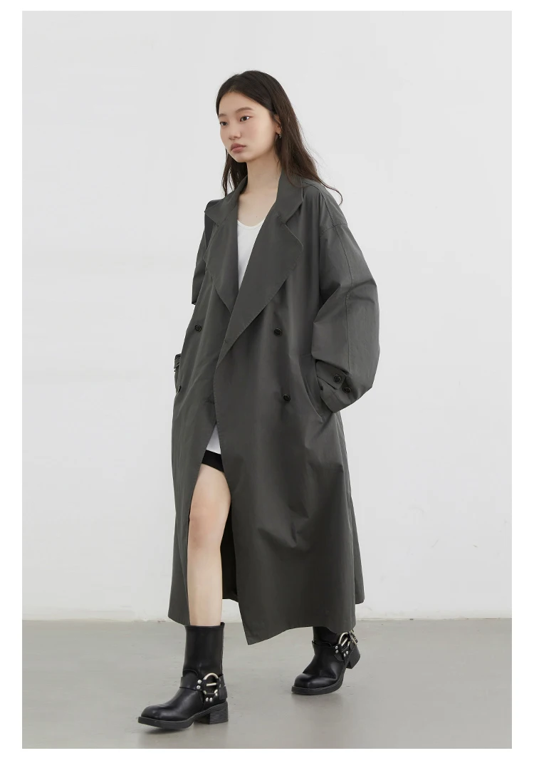 CHIC VEN Fashion Women Long Trench Coat Solid Belt Loose Casual Windbreaker Double-breasted Female Overcoat Spring Autumn 2025