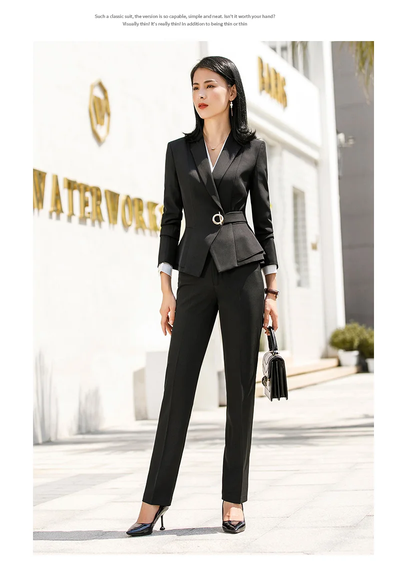 High Quality Winter Suit For Women Pant Sets Formal Long Sleeve Slim Blazer and Trousers Office Ladies Work Wear