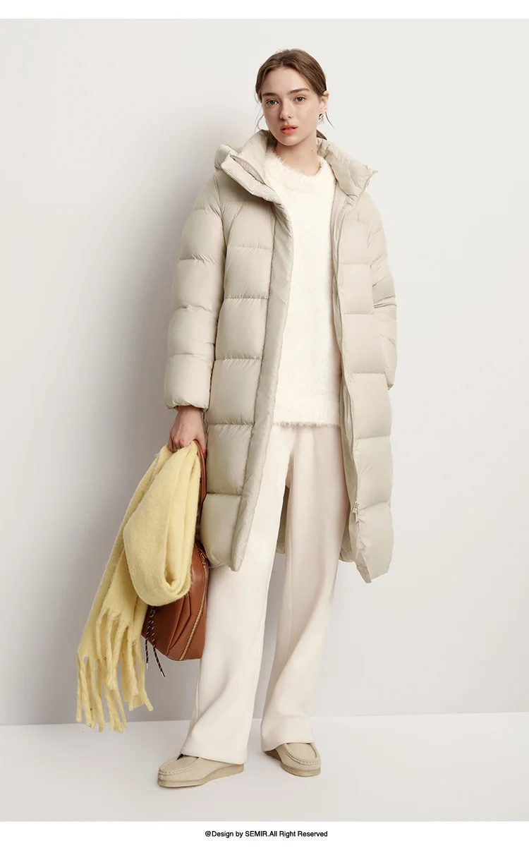 Semir Long Down Jacket Women Waterproof Hooded Coat 2025 Winter New Loose Girls' Jacket Multi-Color Thicken Windbrake Down Coat