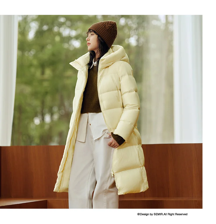 Semir Long Down Jacket Women Waterproof Hooded Coat 2025 Winter New Loose Girls' Jacket Multi-Color Thicken Windbrake Down Coat