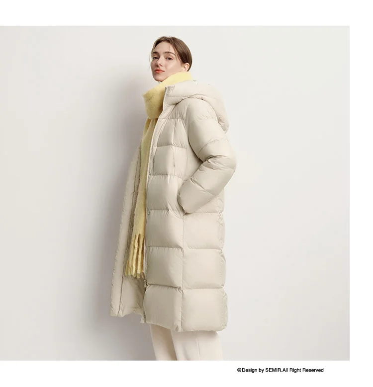 Semir Long Down Jacket Women Waterproof Hooded Coat 2025 Winter New Loose Girls' Jacket Multi-Color Thicken Windbrake Down Coat