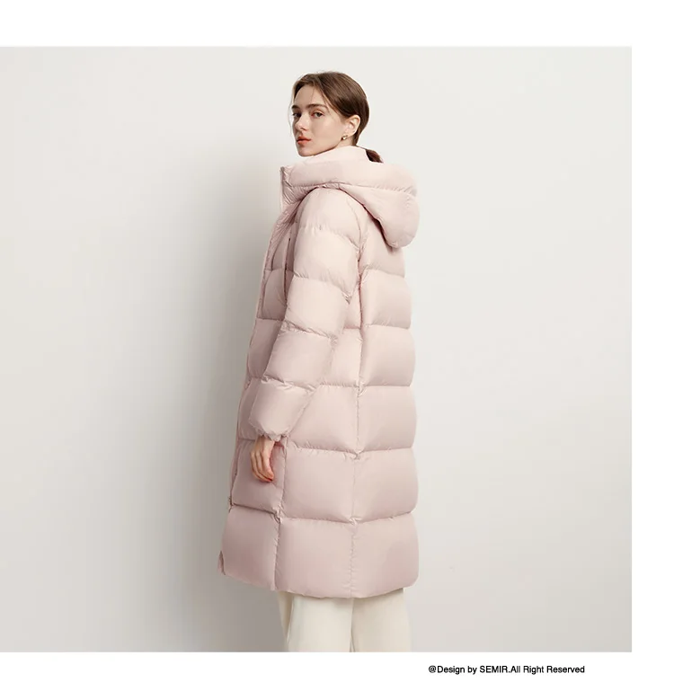 Semir Long Down Jacket Women Waterproof Hooded Coat 2025 Winter New Loose Girls' Jacket Multi-Color Thicken Windbrake Down Coat