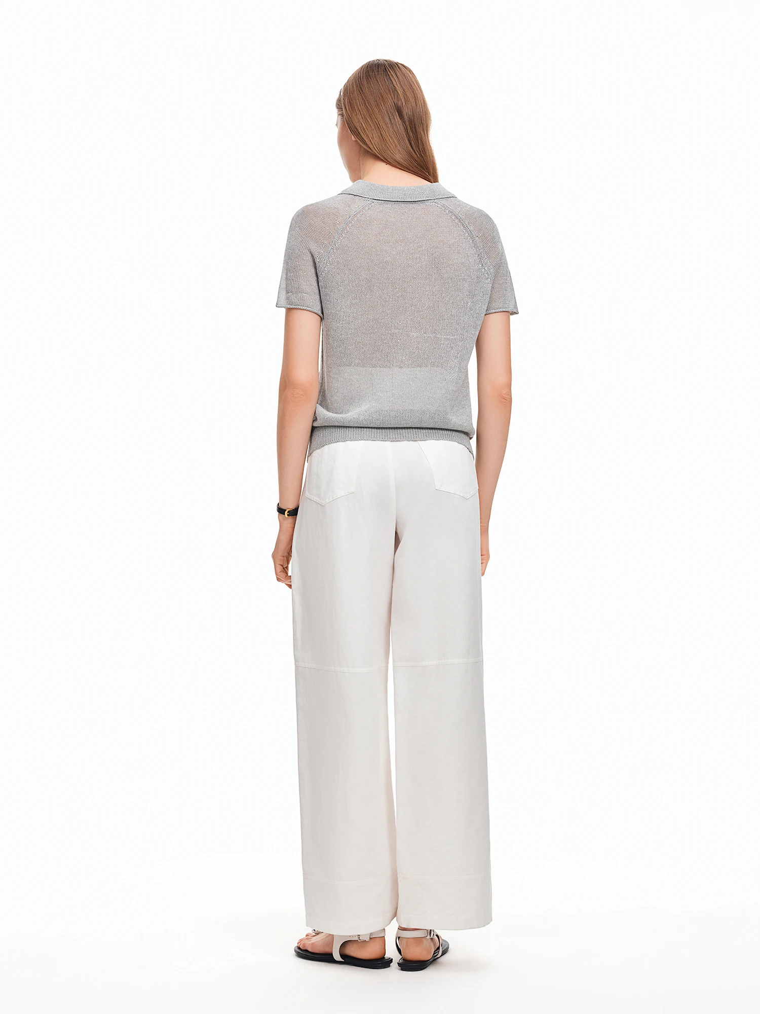 DUSHU Women 【Elegant Summer Elegance】 POLO Collar Knit 2026 Summer New Arrival Chic Casual Style Short Sleeve Top Loose T-shirt