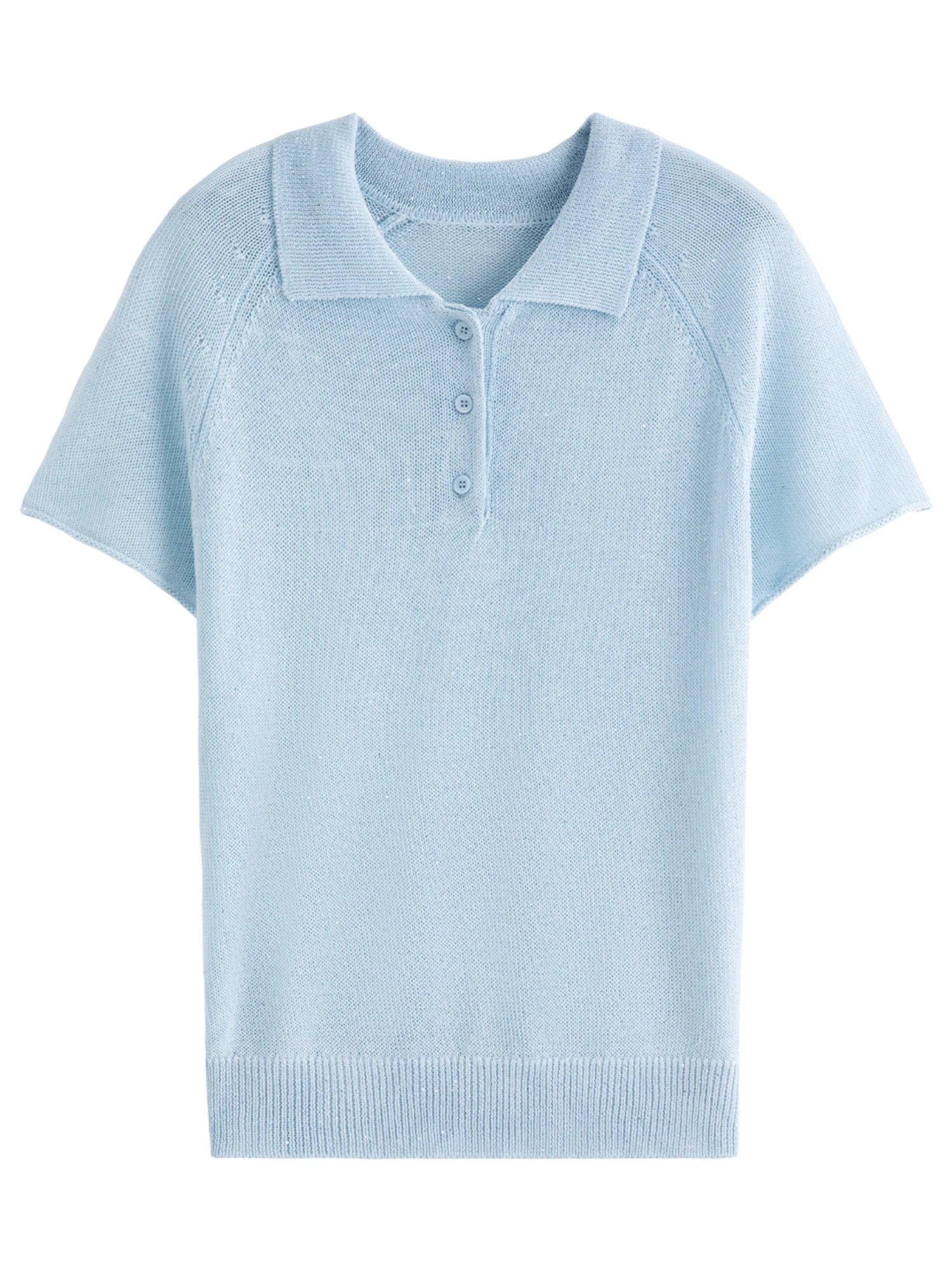 DUSHU Women 【Elegant Summer Elegance】 POLO Collar Knit 2026 Summer New Arrival Chic Casual Style Short Sleeve Top Loose T-shirt