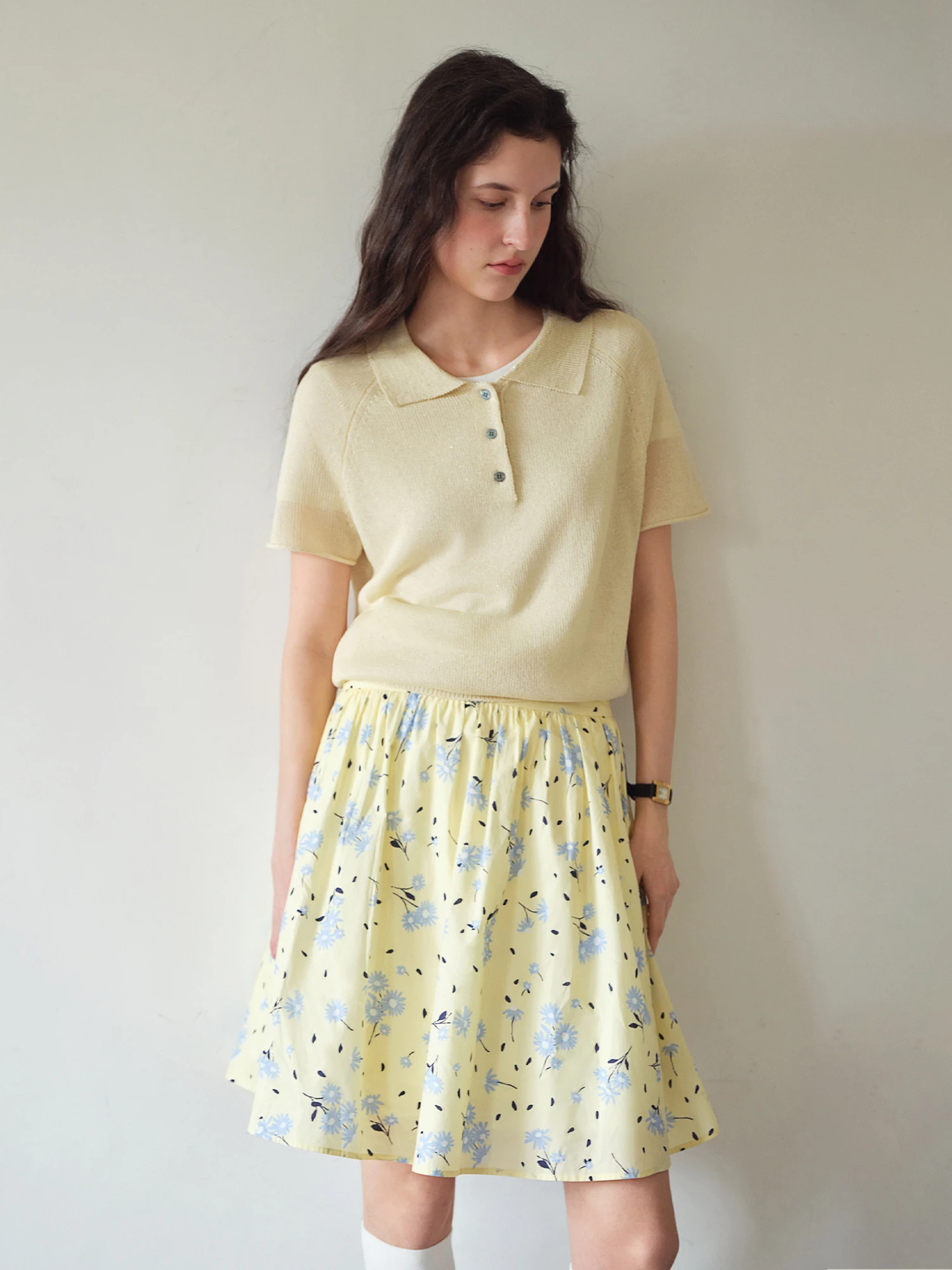 DUSHU Women 【Elegant Summer Elegance】 POLO Collar Knit 2026 Summer New Arrival Chic Casual Style Short Sleeve Top Loose T-shirt