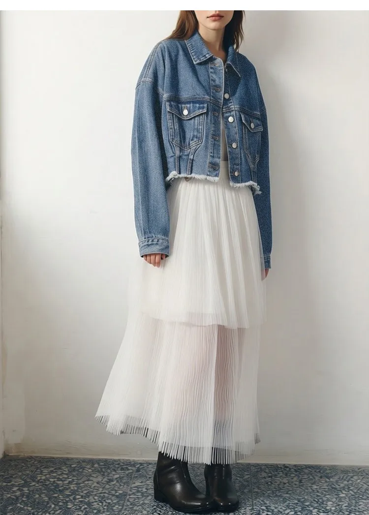 Amii Minimalism Women Jackets 2026 Autumn New Casual Versatile Pocket Women's Denim Jacket Short Loose Cotton Top 12611029
