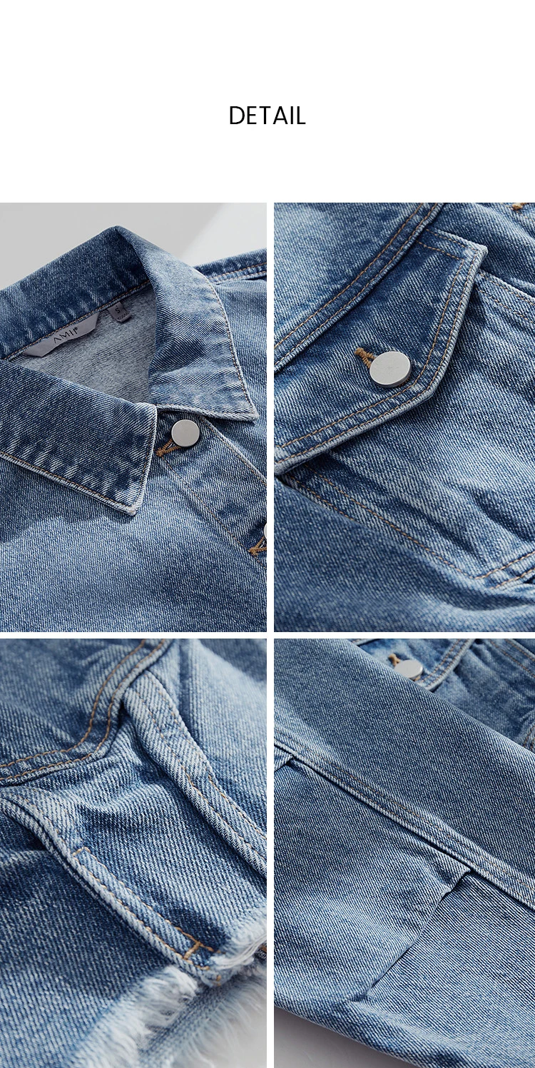 Amii Minimalism Women Jackets 2026 Autumn New Casual Versatile Pocket Women's Denim Jacket Short Loose Cotton Top 12611029