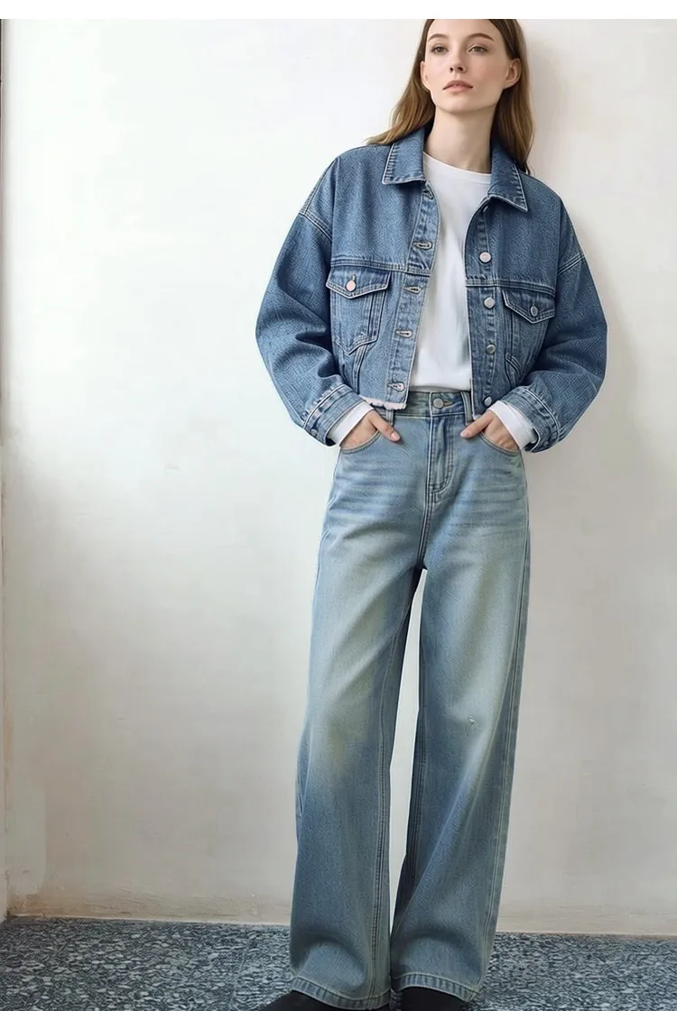 Amii Minimalism Women Jackets 2026 Autumn New Casual Versatile Pocket Women's Denim Jacket Short Loose Cotton Top 12611029