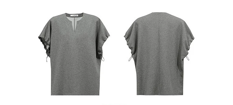 Amii V-Neck Women's T-Shirt 2026 Summer New Adjustable Cuff Stretch Tee Loose Casual Dolman Short Sleeve Top For Women 12622182