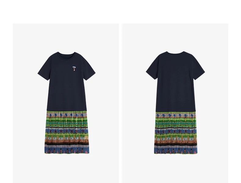 TOYOUTH Women Gong Zhang Zhang Collaboration Dress 2026 Summer New Quirky Vacation Artistic Patchwork T-Shirt Dress
