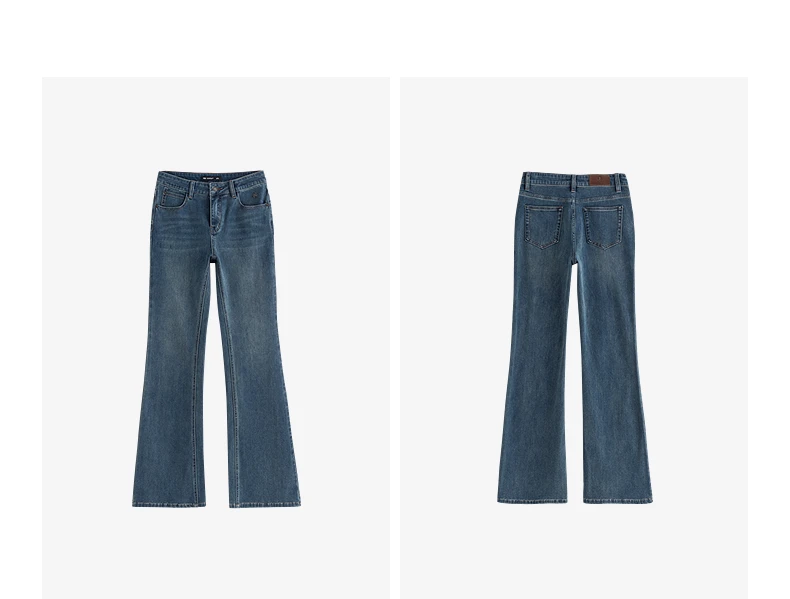 TOYOUTH Women Jeans 2025 Autumn NewAsymmetric Slim-Fit Slimming Stretch Bootcut Pants