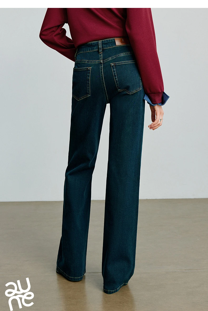 TOYOUTH Women Jeans 2025 Autumn NewAsymmetric Slim-Fit Slimming Stretch Bootcut Pants