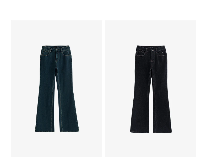 TOYOUTH Women Jeans 2025 Autumn NewAsymmetric Slim-Fit Slimming Stretch Bootcut Pants