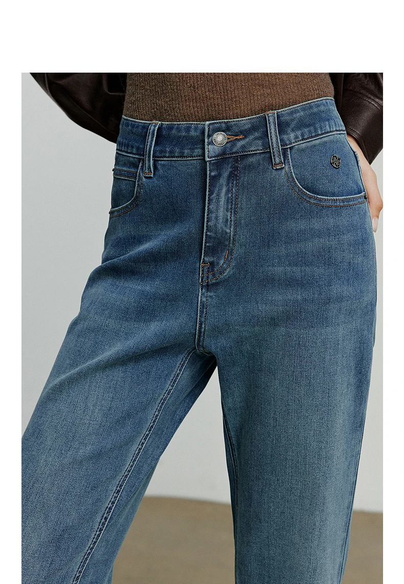 TOYOUTH Women Jeans 2025 Autumn NewAsymmetric Slim-Fit Slimming Stretch Bootcut Pants