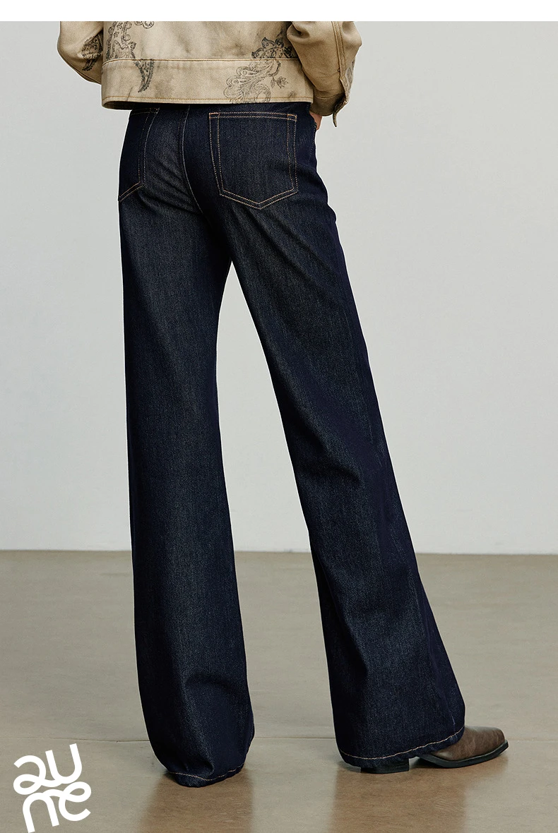 TOYOUTH Women Jeans 2025 Autumn NewAsymmetric Slim-Fit Slimming Stretch Bootcut Pants