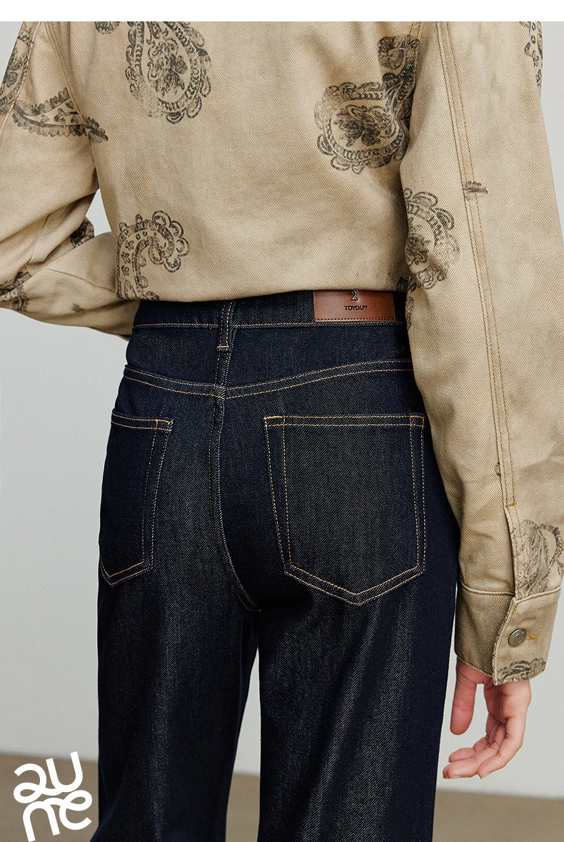 TOYOUTH Women Jeans 2025 Autumn NewAsymmetric Slim-Fit Slimming Stretch Bootcut Pants