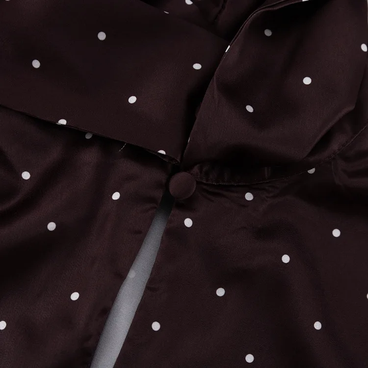 Two Piece Skirt Set Printed Polka Dot Satin Skirt Set Women's Long Sleeved Lace Up Shirt+high WAIST Midi Skirt Set