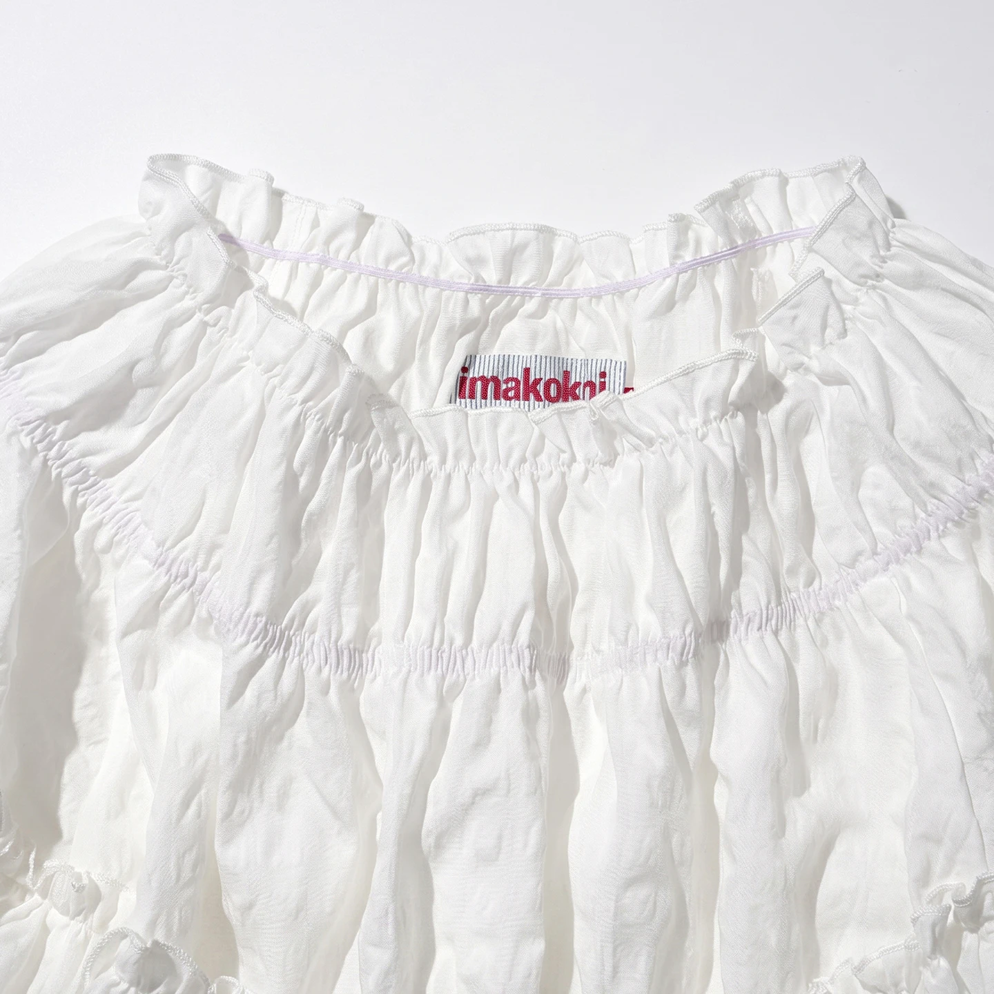 imakokoni original summer white bubble shirt for women's artistic three-dimensional texture pleated round neck shirt 265533