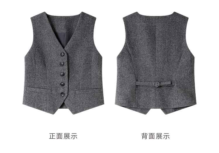 VIMLY Women's Simple 2026 Spring Business Blazer Versatile Suit V-Neck Short Jackets+Vest+Pants Commuter Elegant Pants 3pcs Set