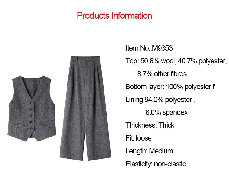 VIMLY Women's Simple 2026 Spring Business Blazer Versatile Suit V-Neck Short Jackets+Vest+Pants Commuter Elegant Pants 3pcs Set