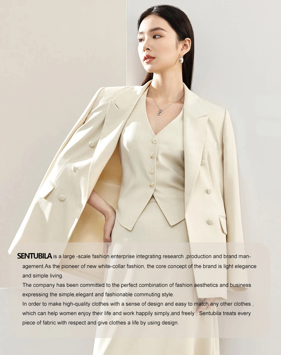 SENTUBILA Elegant Skirt Holiday Set Woman 2 Pieces V-neck Waistcoat Printing Midi Pockets Skirts Ladies Two Piece Sets W52ZA2256