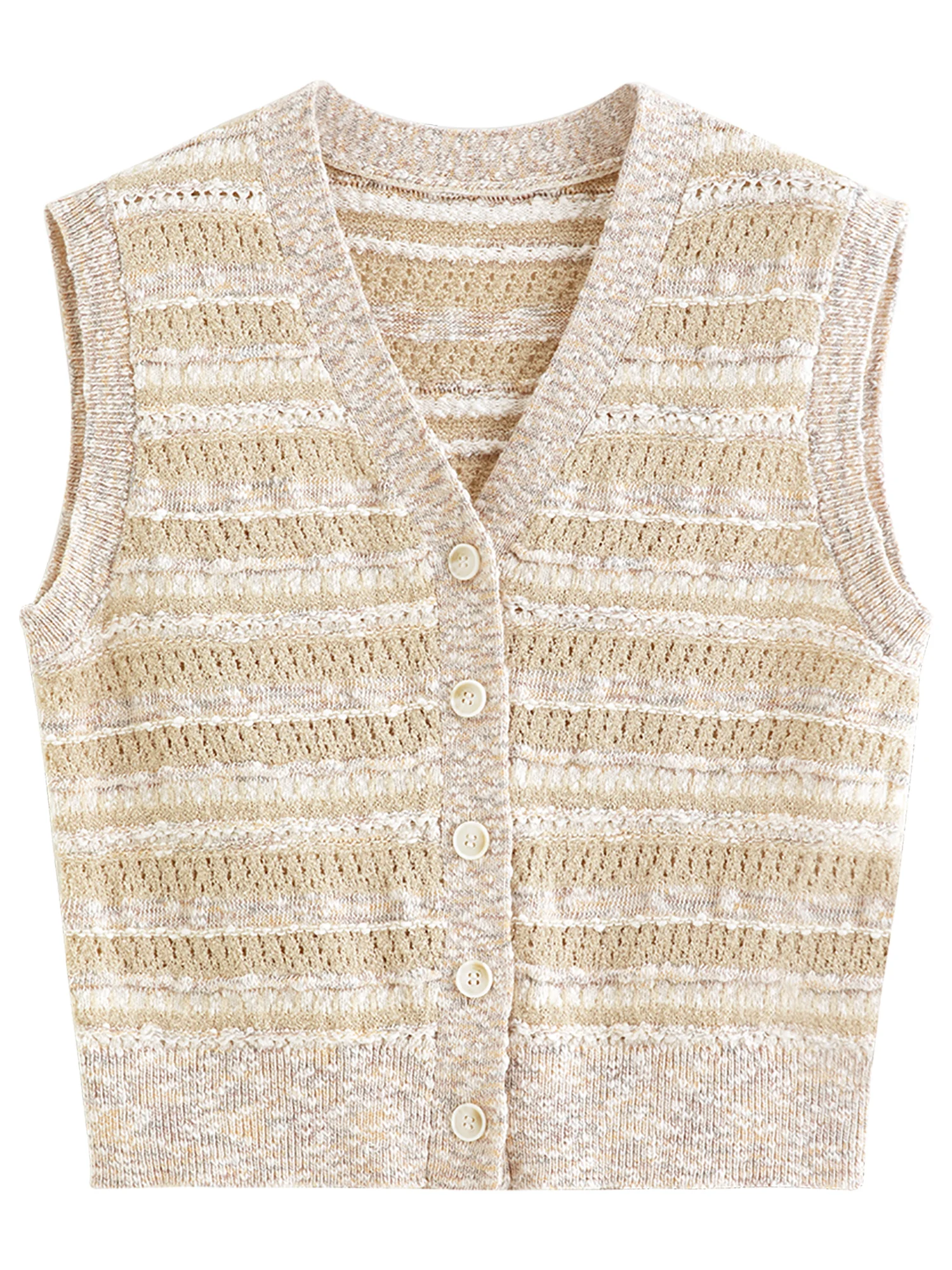 FSLE【Premium Series】2026 Summer Women's V-Neck Sleeveless Knit Tank Top Slim Fit Vest Healing Commute Modern Minimalist Style