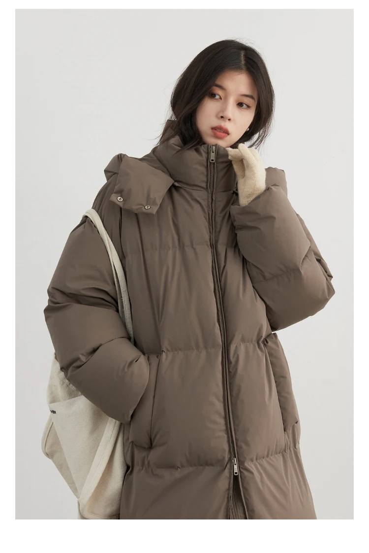 CHIC VEN Fashion Women Down Coats Hooded Thick Loose Solid Female 90 White Duck Down Jacket Ladies Topcoat Autumn Winter 2025