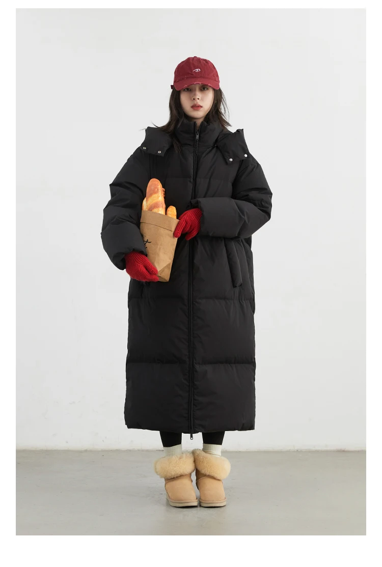CHIC VEN Fashion Women Down Coats Hooded Thick Loose Solid Female 90 White Duck Down Jacket Ladies Topcoat Autumn Winter 2025