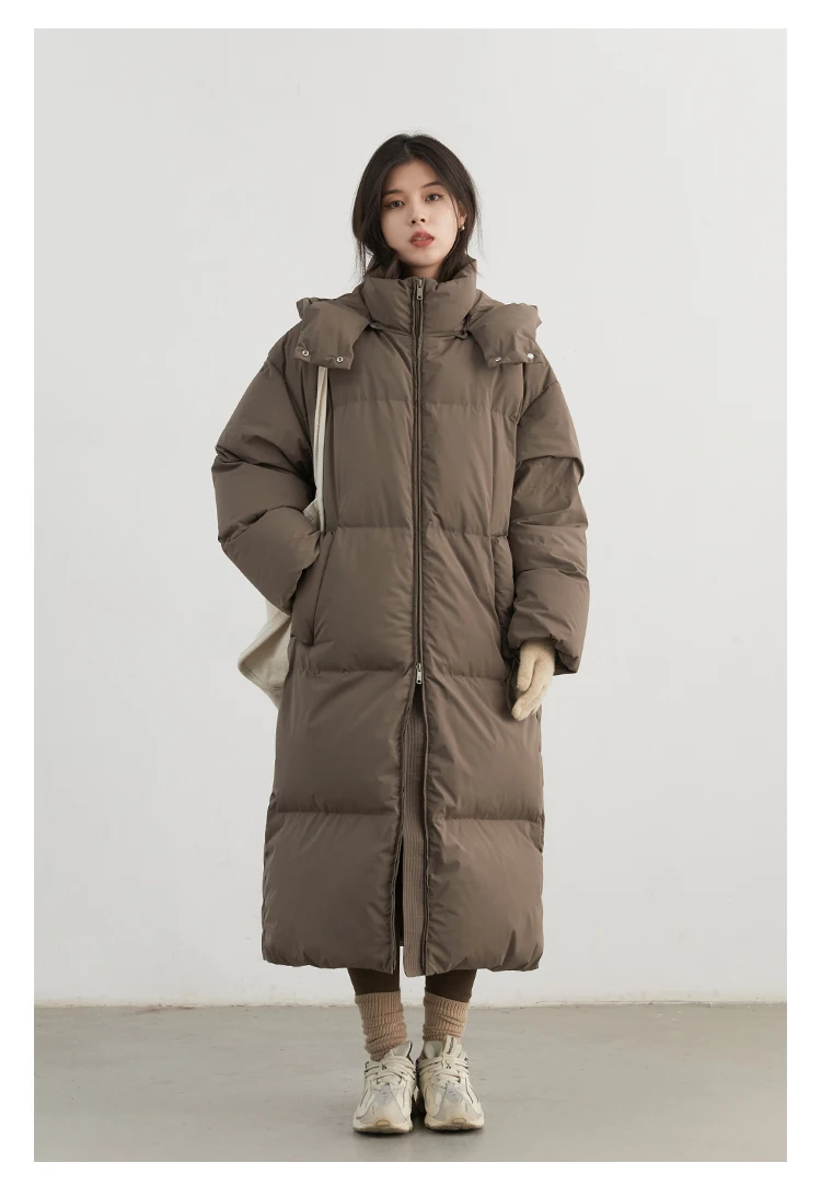 CHIC VEN Fashion Women Down Coats Hooded Thick Loose Solid Female 90 White Duck Down Jacket Ladies Topcoat Autumn Winter 2025