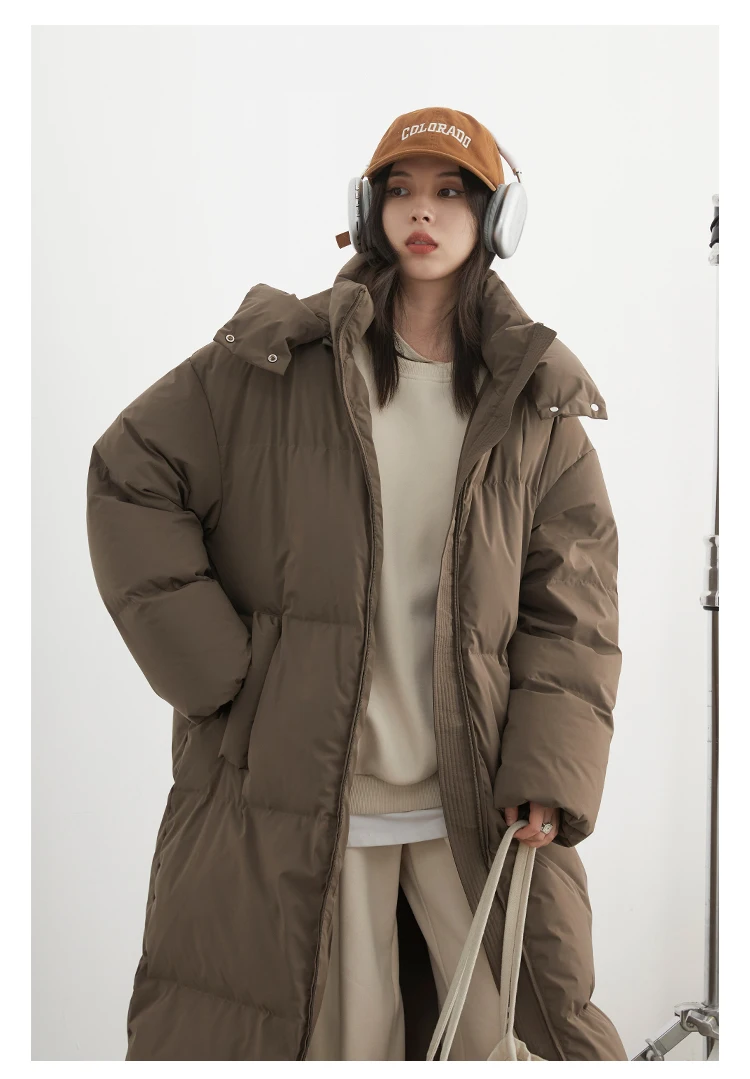 CHIC VEN Fashion Women Down Coats Hooded Thick Loose Solid Female 90 White Duck Down Jacket Ladies Topcoat Autumn Winter 2025