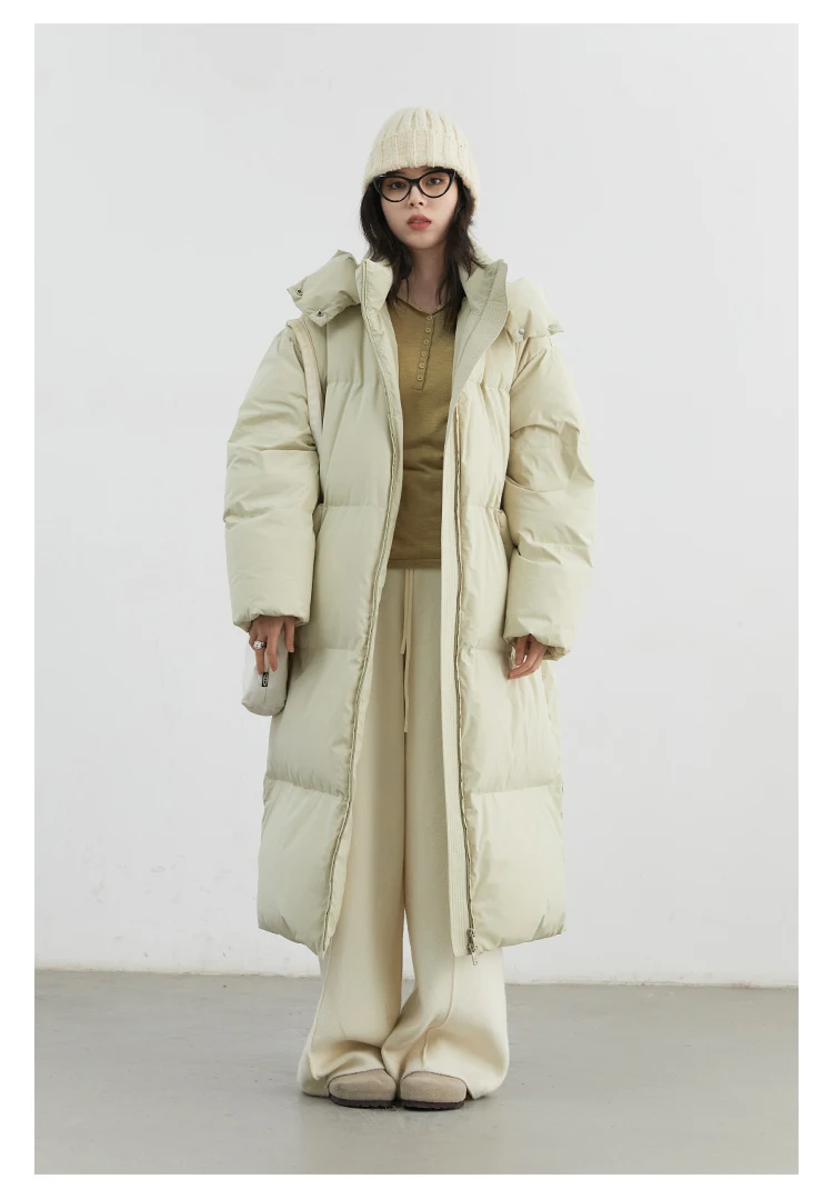 CHIC VEN Fashion Women Down Coats Hooded Thick Loose Solid Female 90 White Duck Down Jacket Ladies Topcoat Autumn Winter 2025