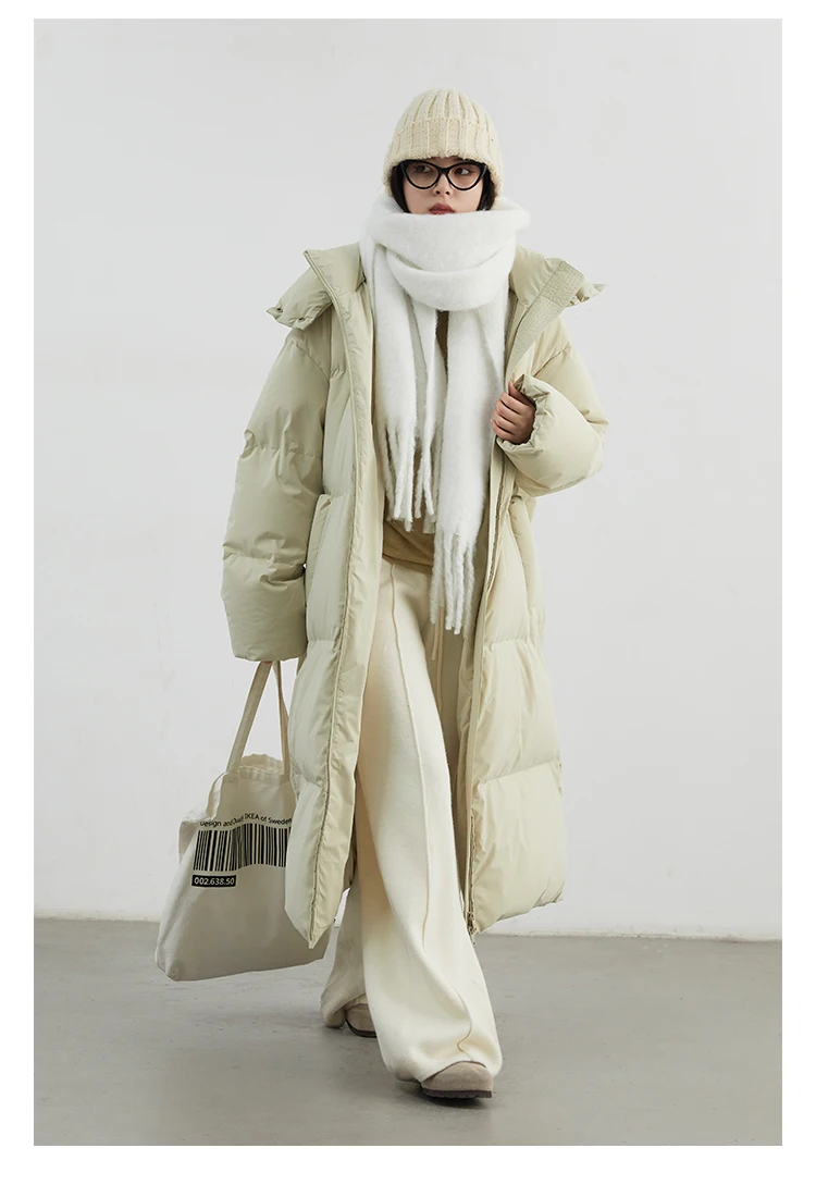 CHIC VEN Fashion Women Down Coats Hooded Thick Loose Solid Female 90 White Duck Down Jacket Ladies Topcoat Autumn Winter 2025