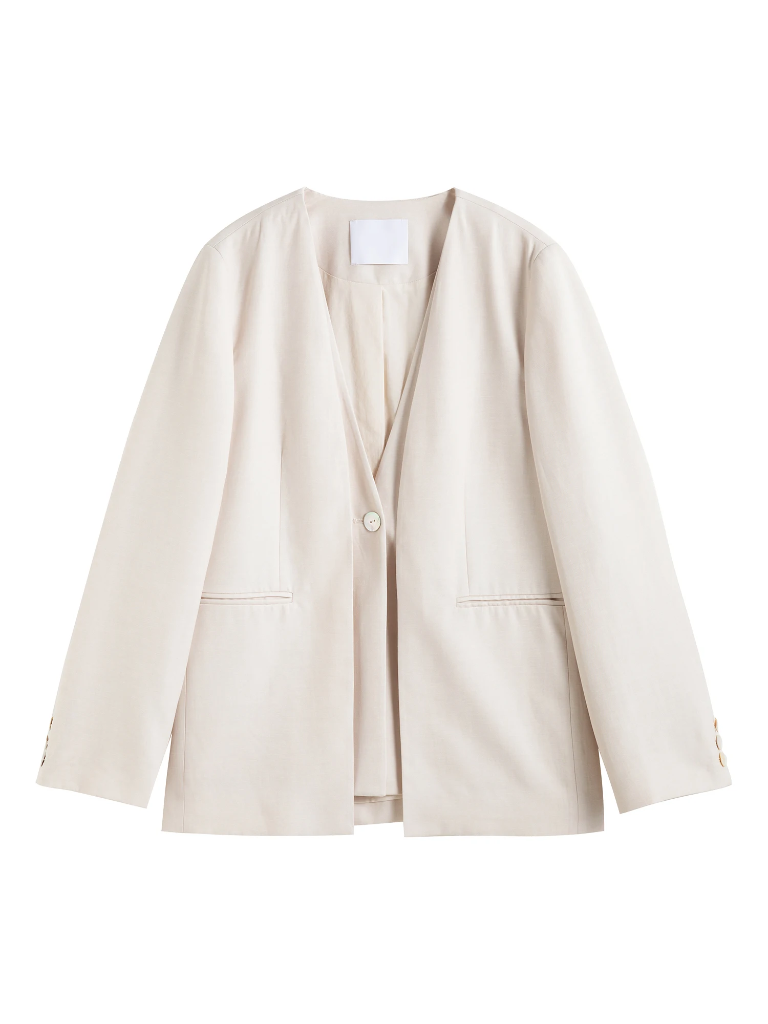 ZIQIAO Petite Size Linen Double Placket Fashion Suit Jacket for Women 2025 Spring New Design Modern Blazer 25ZQ91144