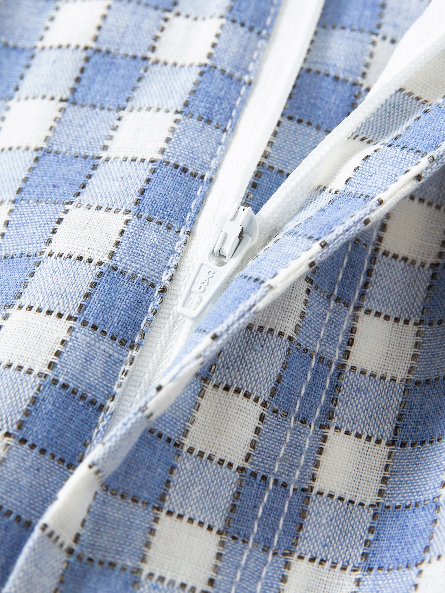DUSHU 2026 Summer Women's Blue Plaid Barrel Leg Pants Relaxed Straight Fit - Casual Everyday Style for Summer Wear