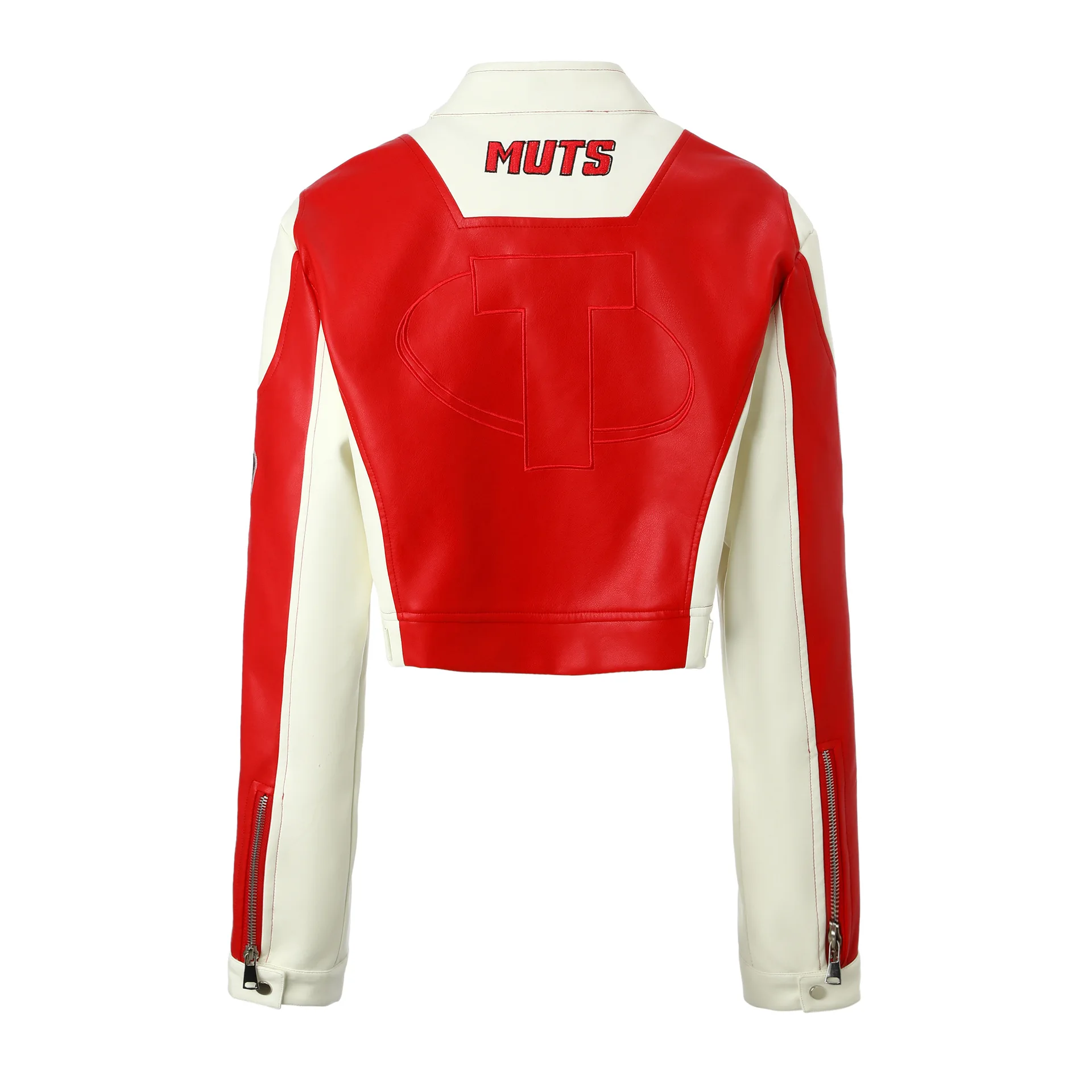 Embroidered PU Leather Racing Jacket Women Luxury Spliced Short Biker Jacket Motorcycle Outerwears Spring Autumn Women Clothes