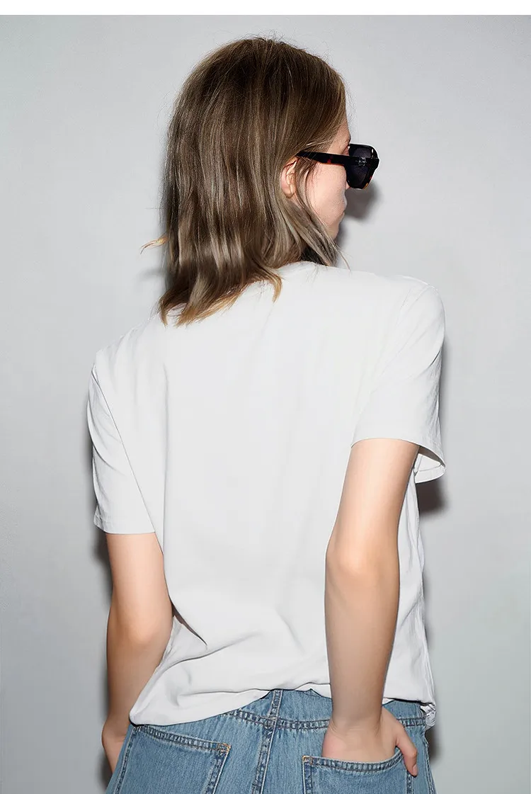 Amii Women's Cotton T-Shirt 2026 Summer New Round Neck Bow Detail Short Sleeve Tee Loose Versatile Casual Top for Women 12652061
