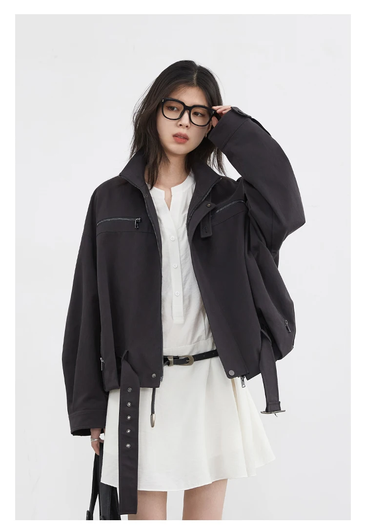 CHIC VEN Fashion Women Jackets Streetwear Casual Solid Retro Stand Up Collar Short Coat Girl Top Autumn Winter 2025
