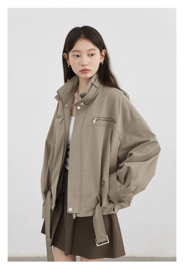 CHIC VEN Fashion Women Jackets Streetwear Casual Solid Retro Stand Up Collar Short Coat Girl Top Autumn Winter 2025