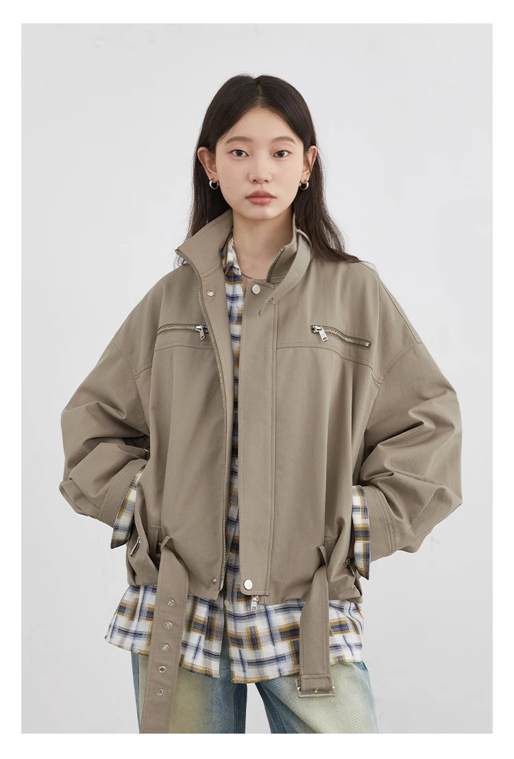 CHIC VEN Fashion Women Jackets Streetwear Casual Solid Retro Stand Up Collar Short Coat Girl Top Autumn Winter 2025
