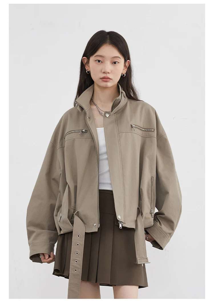 CHIC VEN Fashion Women Jackets Streetwear Casual Solid Retro Stand Up Collar Short Coat Girl Top Autumn Winter 2025