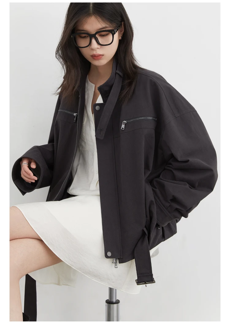 CHIC VEN Fashion Women Jackets Streetwear Casual Solid Retro Stand Up Collar Short Coat Girl Top Autumn Winter 2025