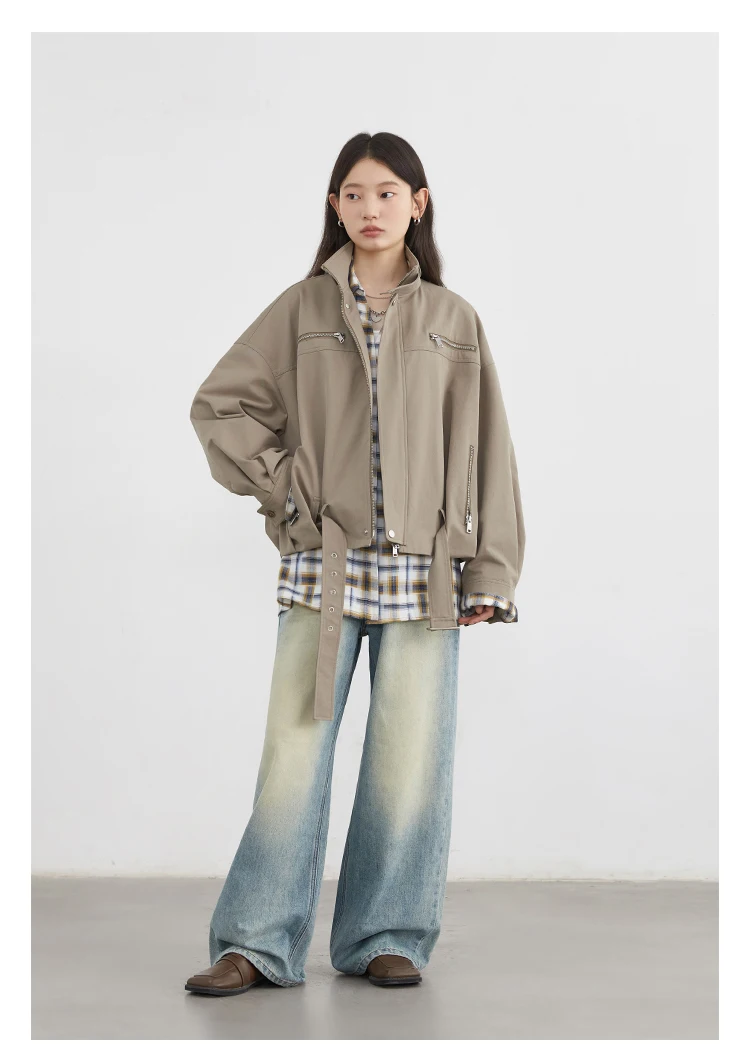 CHIC VEN Fashion Women Jackets Streetwear Casual Solid Retro Stand Up Collar Short Coat Girl Top Autumn Winter 2025