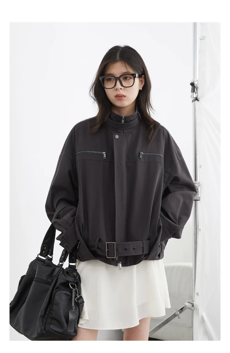 CHIC VEN Fashion Women Jackets Streetwear Casual Solid Retro Stand Up Collar Short Coat Girl Top Autumn Winter 2025