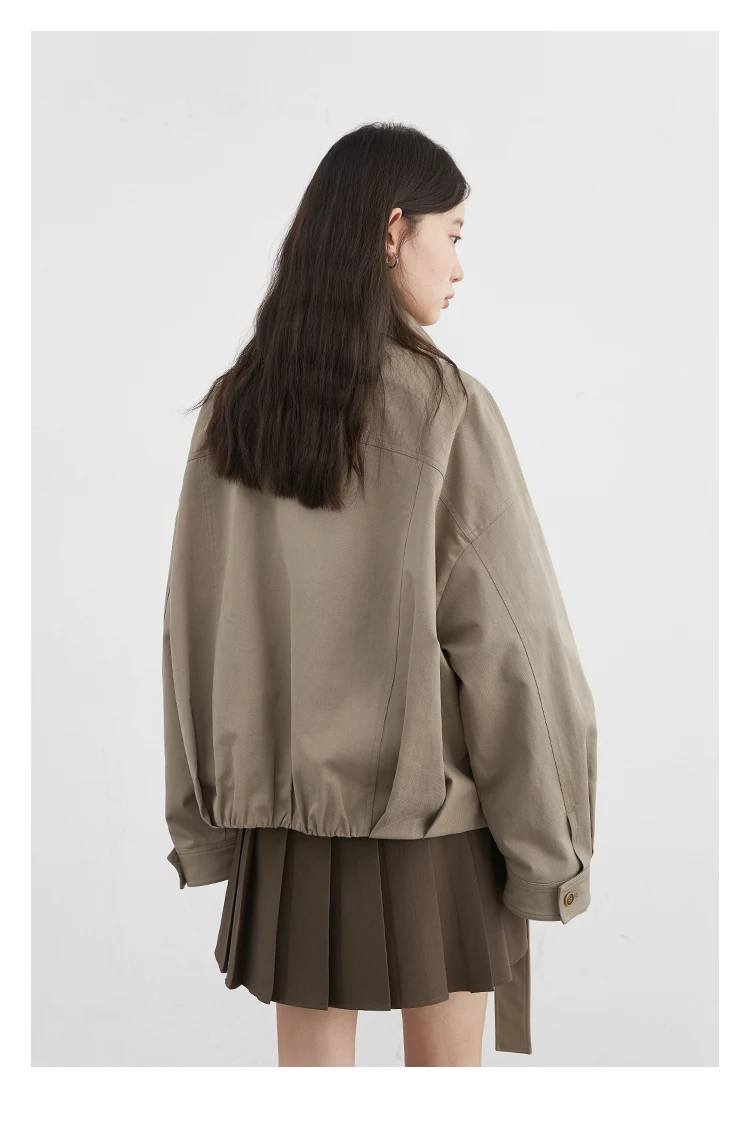 CHIC VEN Fashion Women Jackets Streetwear Casual Solid Retro Stand Up Collar Short Coat Girl Top Autumn Winter 2025