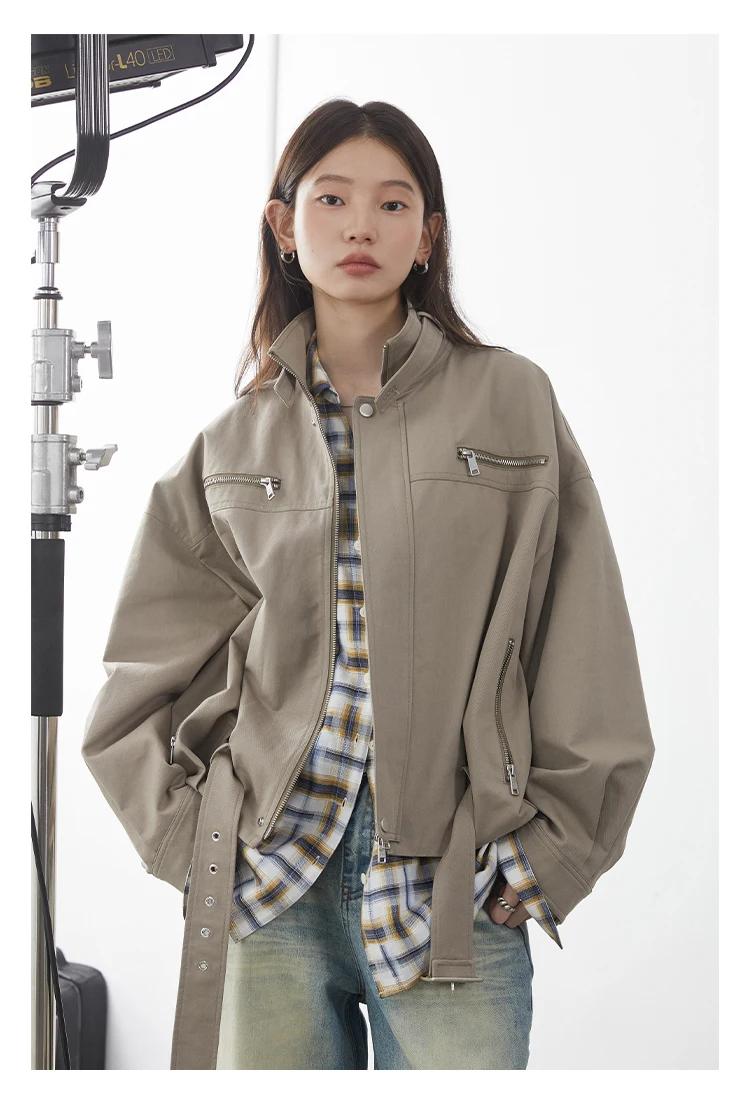 CHIC VEN Fashion Women Jackets Streetwear Casual Solid Retro Stand Up Collar Short Coat Girl Top Autumn Winter 2025